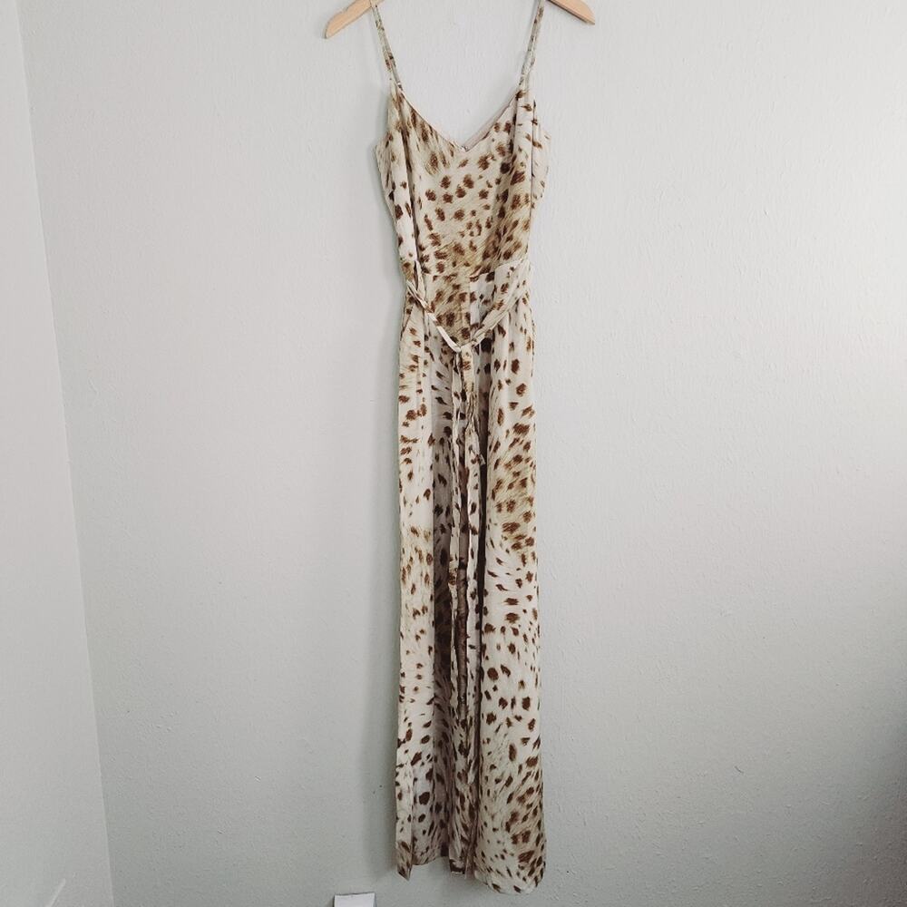 NWT L'Agence Jackie Silk Camisole Belted Wide-Leg Jumpsuit Cheetah Print 2
